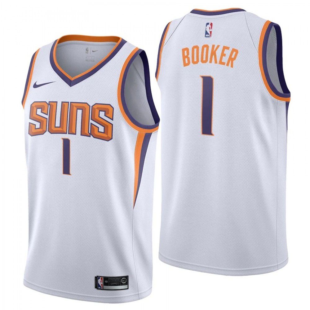 Men's Phoenix Suns Devin Booker #1 White 2019/20 Swingman Jersey - Association Edition-Pro Kit Vault | Brand New 26/27 Sports Jerseys